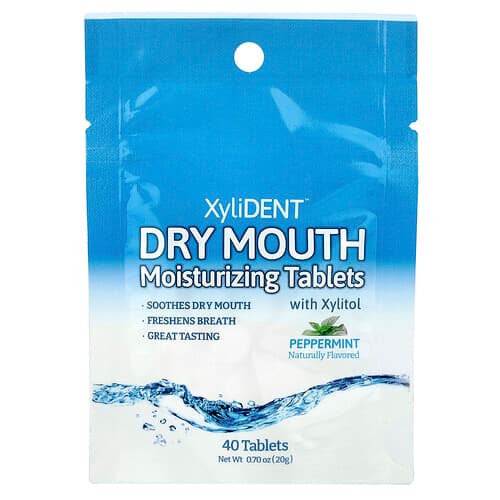 XyliDENT, Hydratačné tablety proti suchým ústam s xylitolom a mätou piepornou, 40 tabliet, 20 g