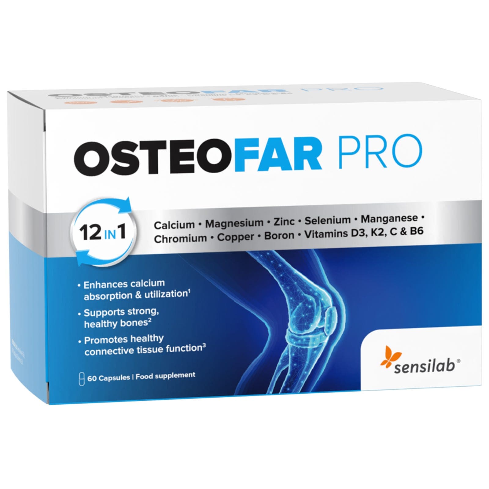 OsteoFar PRO – výživový doplnok na podporu kostí, 60 kapsúl