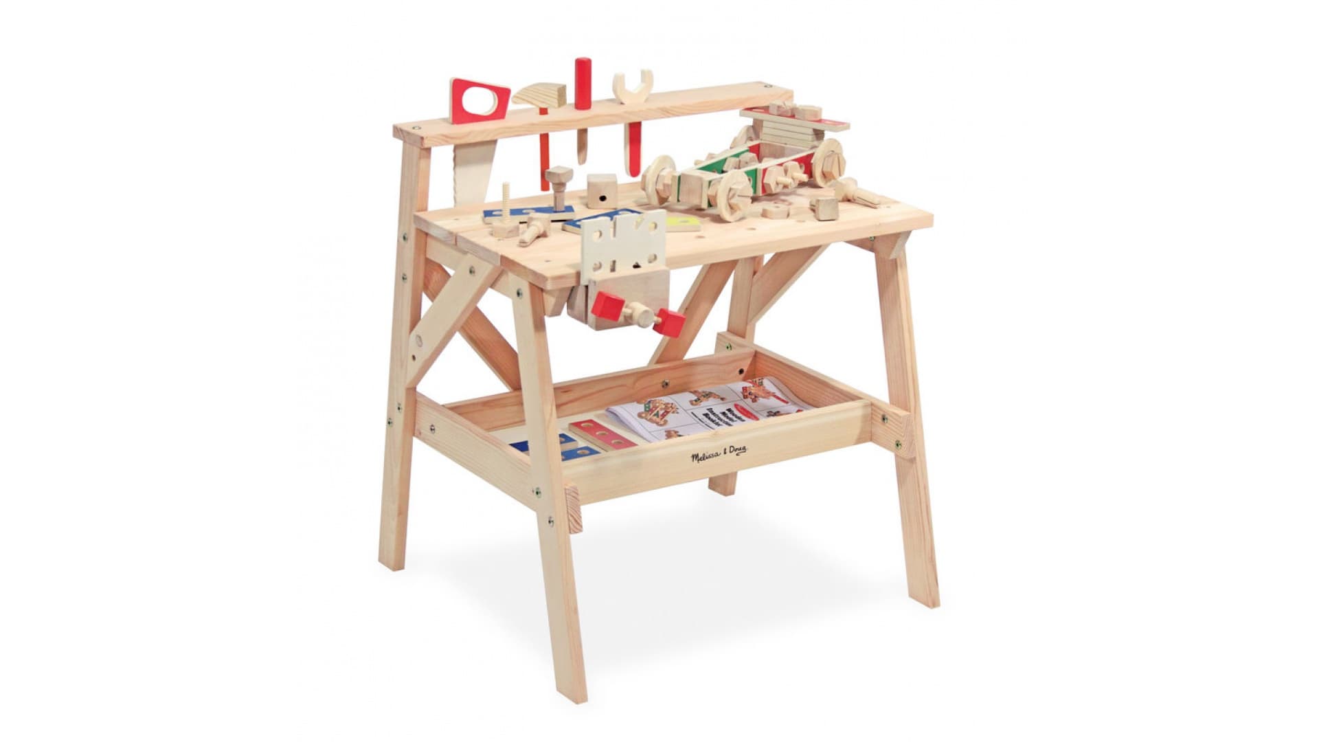 Melissa & Doug drevený pracovný stôl s 55 stavebnými kusmi
