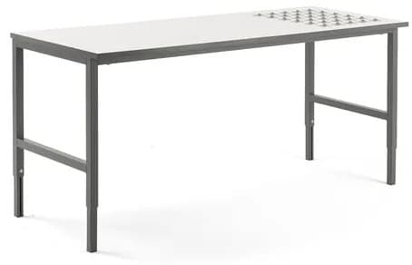 Dielenský stôl CARGO s valčekmi, 2000x750 mm, biela / šedá