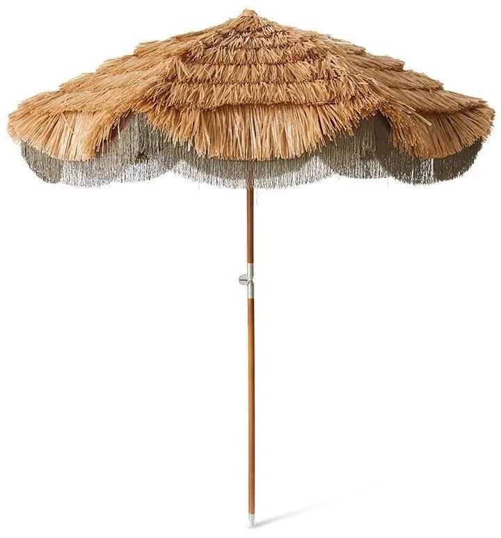 Hnedý slnečník Vintage Ombrellone Floreale - Ø 200*230 cm