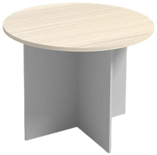Rokovací stôl s guľatou doskou PRIMO GRAY, priemer 100 cm, sivá/breza