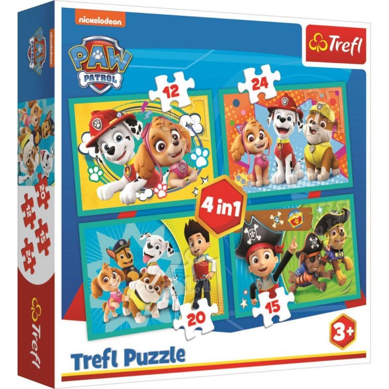 Trefl Puzzle Šťastný tím Tlapková Patrola 4v1