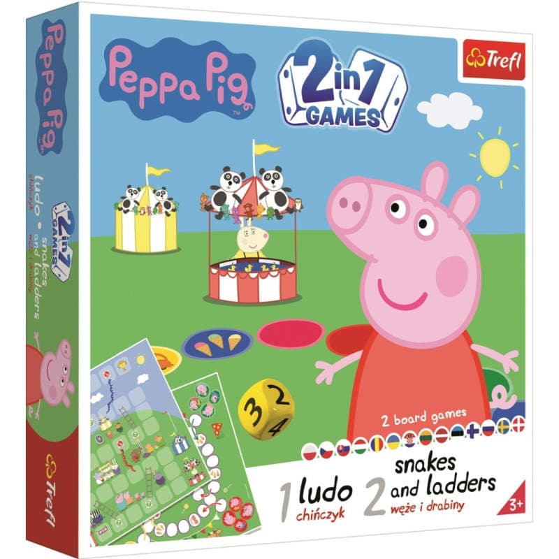 Trefl Súbor hier 2v1 Človeče, nehnevaj sa, Hady a rebríky Peppa Pig / Prasiatko Peppa v krabici 24x24x5,5cm