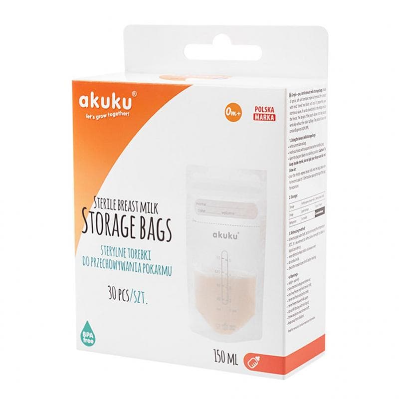 Akuku Sterilné vrecká na skladovanie materského mlieka a pokrmov 150ml 30ks