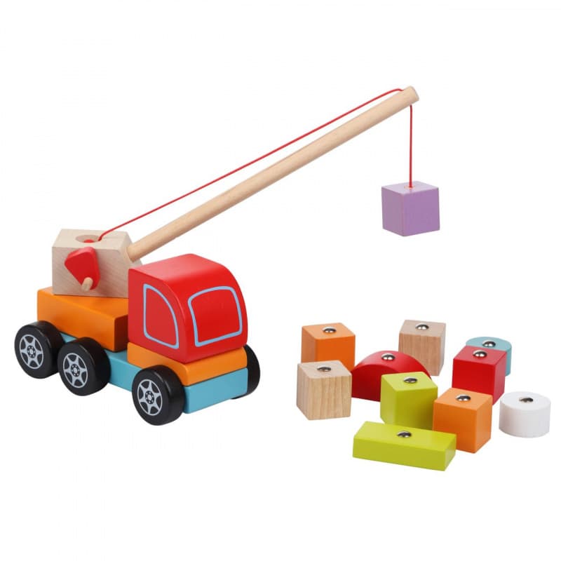 Cubika Cubik 13982 Autožeriav s magnetom drevená skladačka 14 dielov