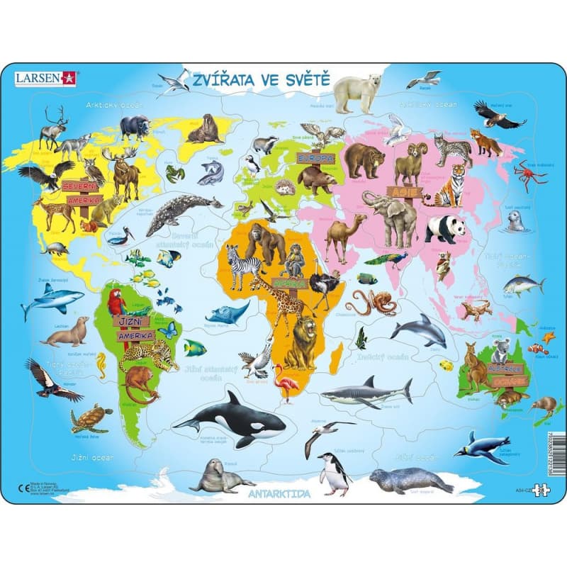 Larsen Puzzle Zvieratá vo svete 28 dielikov