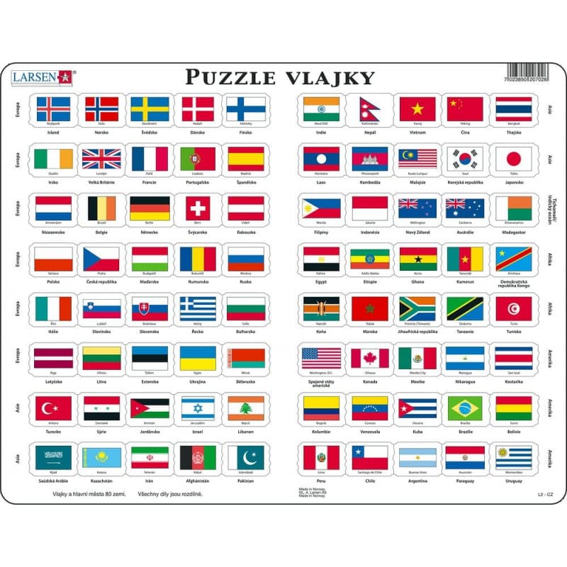 Larsen Puzzle Vlajky sveta 80 dielikov