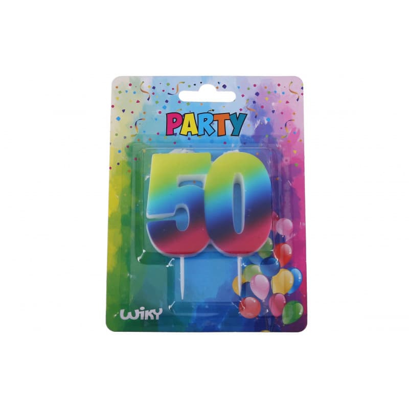 Párty sviečka číslo 50 Dúha