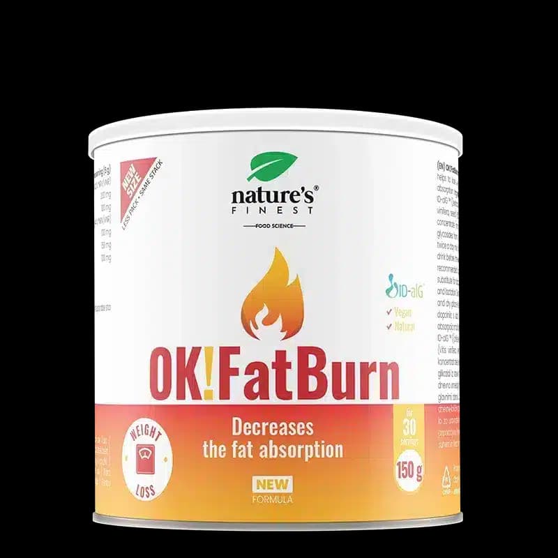 Nature's Finest OK!FatBurn | ID-alG z morských rias na spracovanie sacharidov a tukov | L‑karnitín, L‑tyrozín a vitamín C pre metabolizmus a