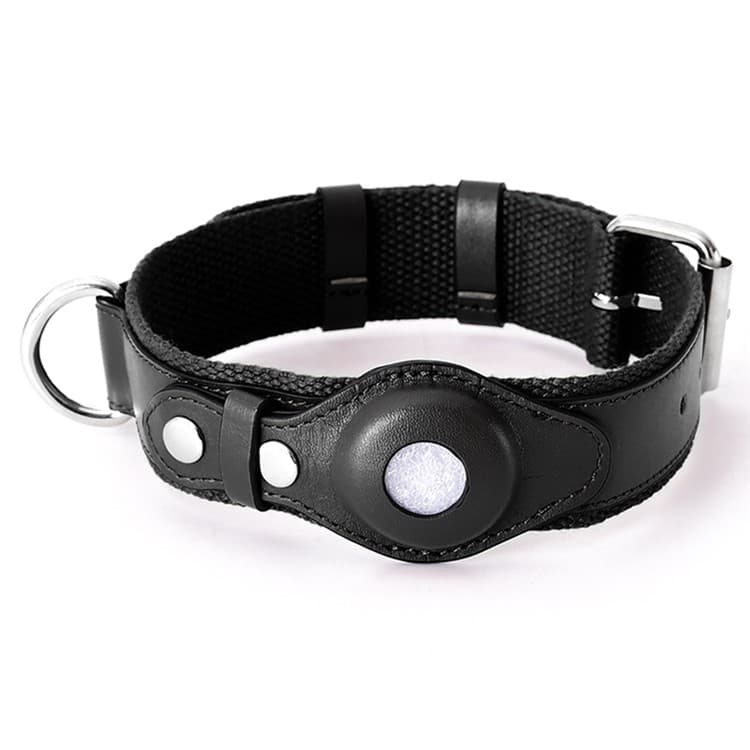 PROTEMIO PET GUARD Kožený obojok s puzdrom pre Apple AirTag VEĽKOSŤ: L - čierny