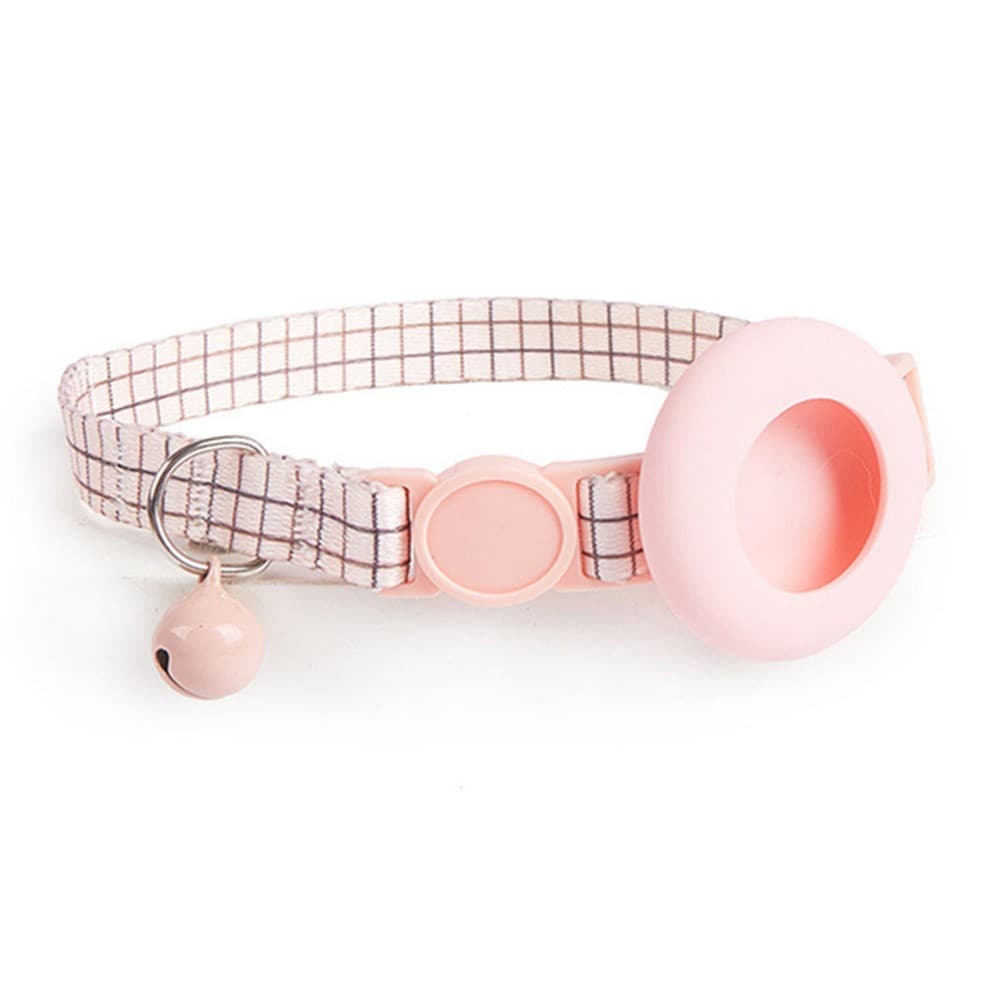 PROTEMIO JINGLY PAW Obojok s rolničkou a puzdrom pre Apple AirTag PINK GRID