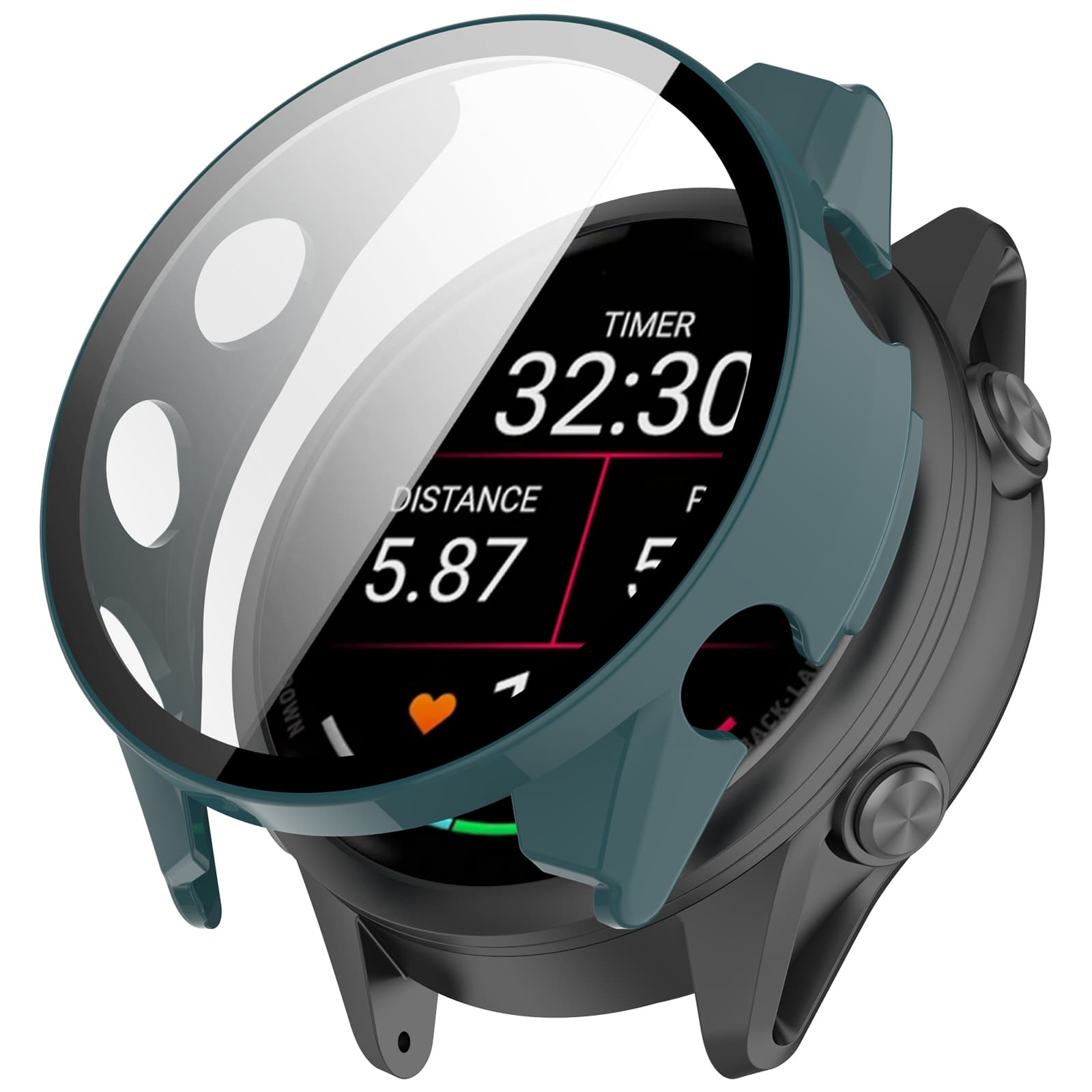 PC FULL COVER Plastový kryt so sklom pre Garmin Forerunner 570 47mm zelený