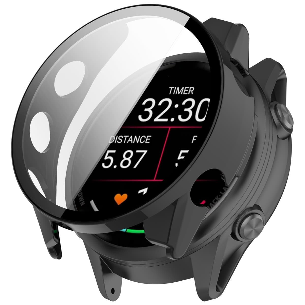 PC FULL COVER Plastový kryt so sklom pre Garmin Forerunner 570 42mm čierny