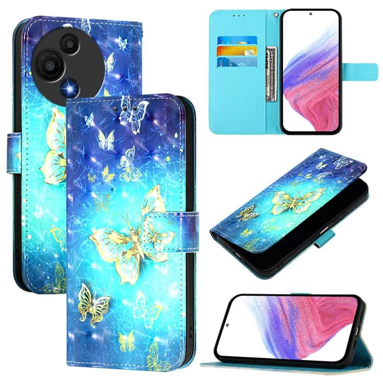 ART Peňaženkový kryt pre TCL 605 / TCL 60 SE GOLDEN BUTTERFLY