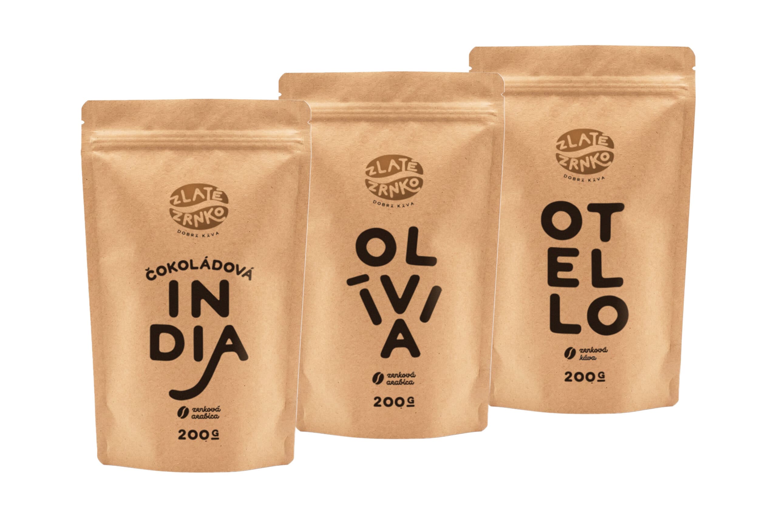 Káva Zlaté Zrnko - Top3 kávy na espresso horkej chuti 600g (India, Olívia, Otello)