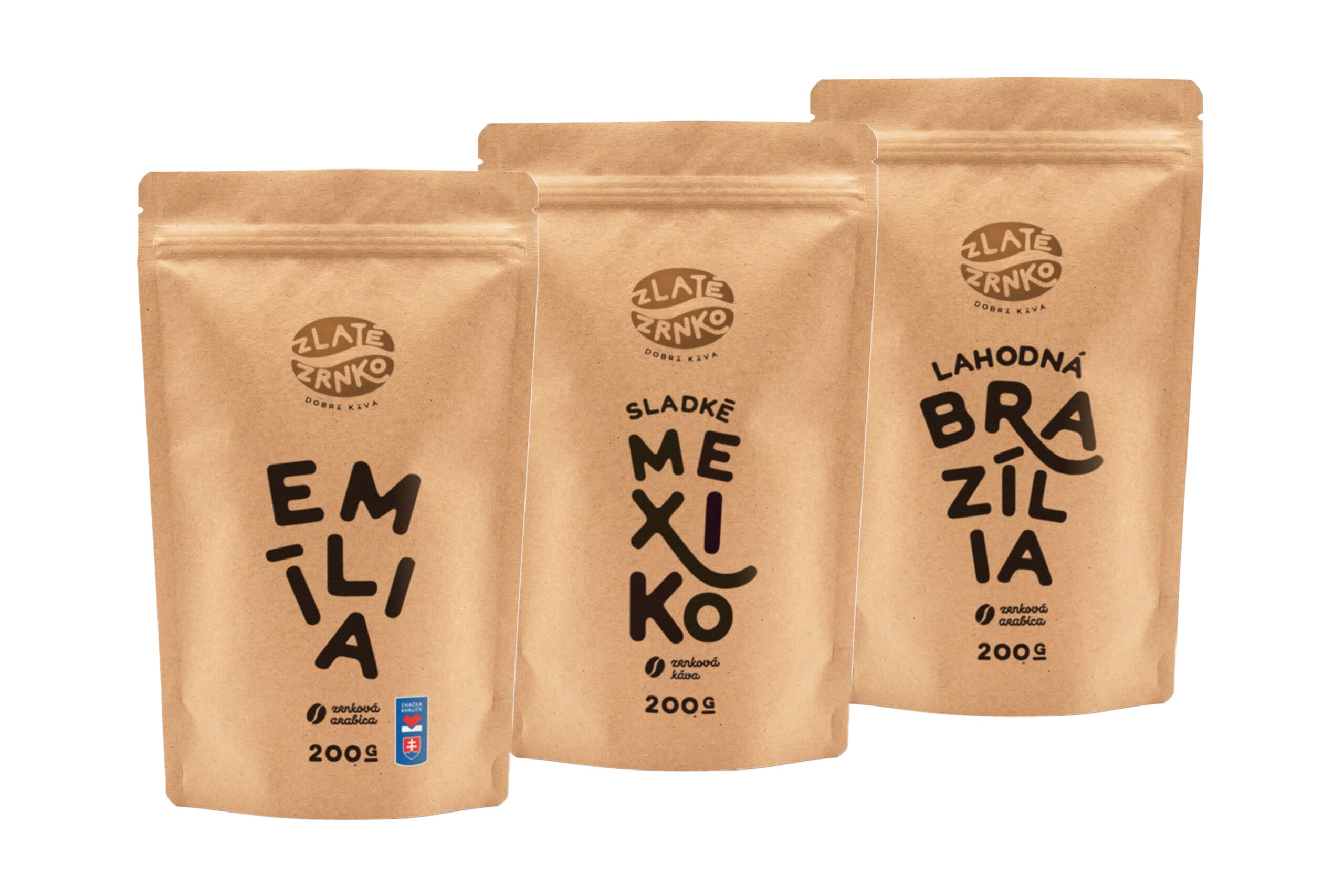 Káva Zlaté Zrnko - Top3 kávy na espresso sladkej chuti 600g (Brazília, Mexiko, Emília)