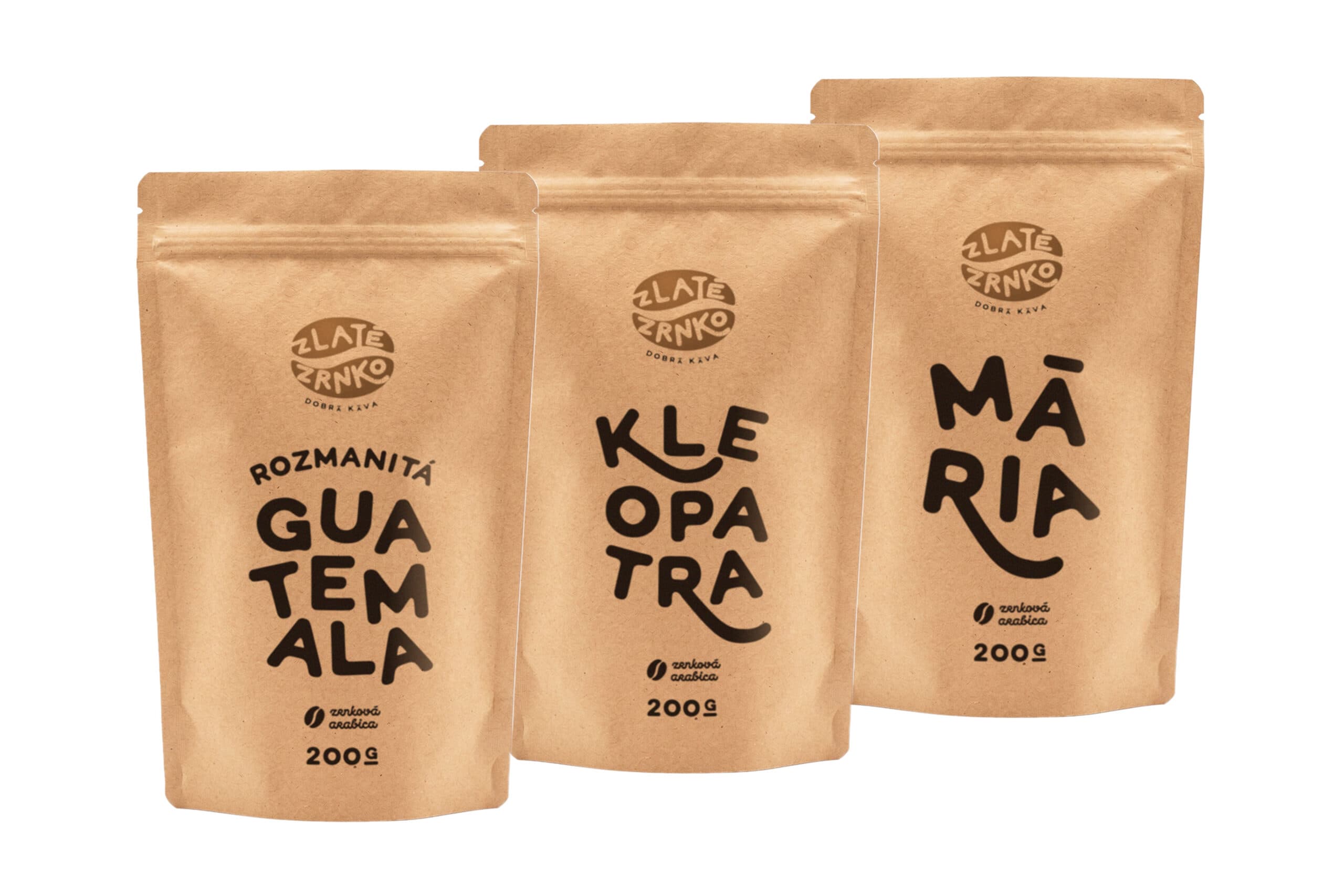 Káva Zlaté Zrnko - Top3 kávy na espresso pestrej chuti 600g (Guatemala, Mária, Kleopatra)