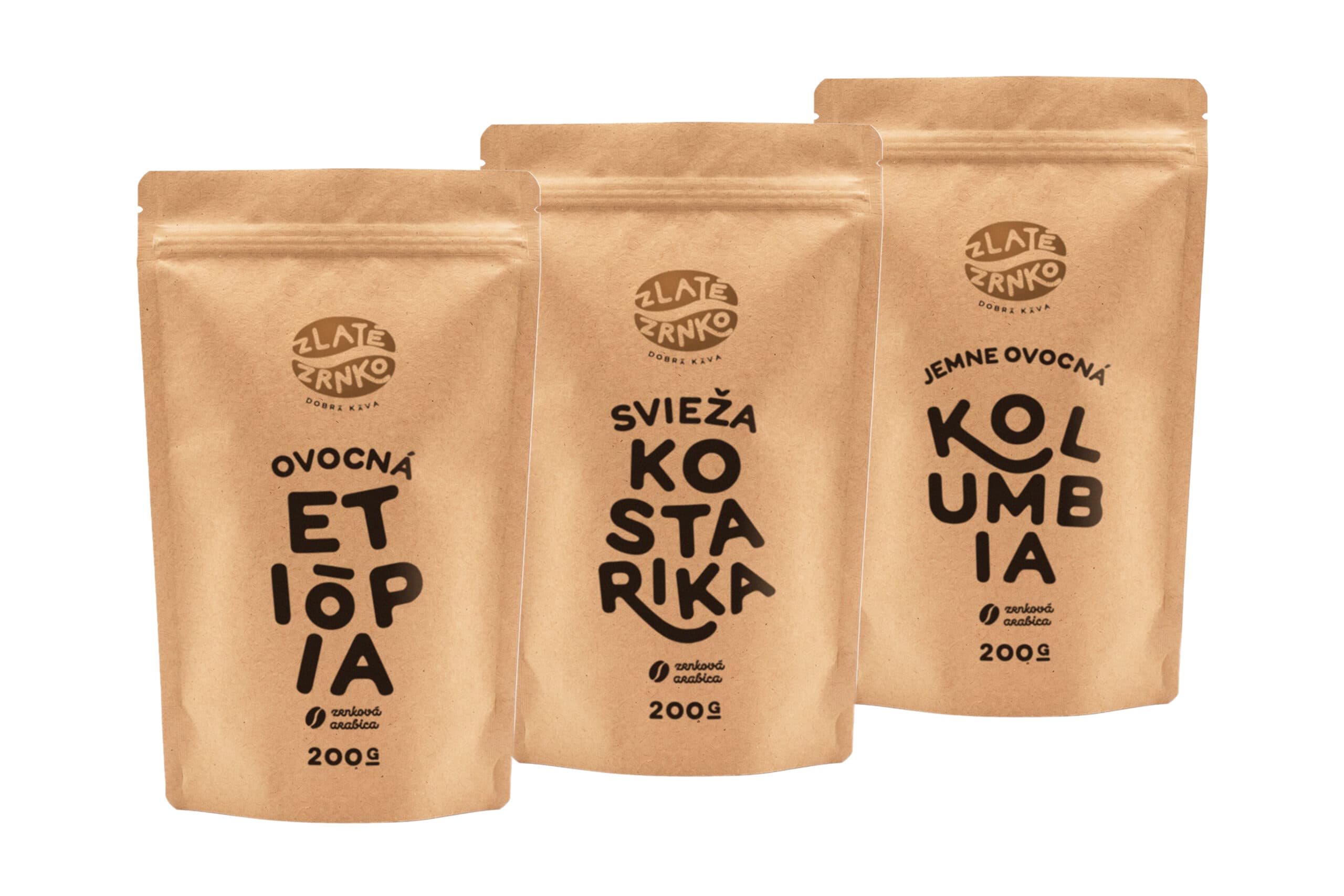 Káva Zlaté Zrnko - Top3 kávy na espresso ovocnej chuti 600g (Etiópia, Kostarika, Kolumbia)