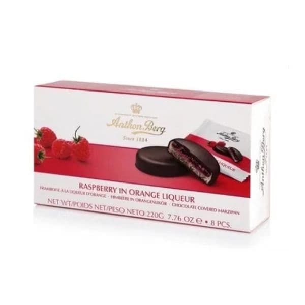 Anthon Berg Marcipán &amp; malina v pomarančovom likéri 220g