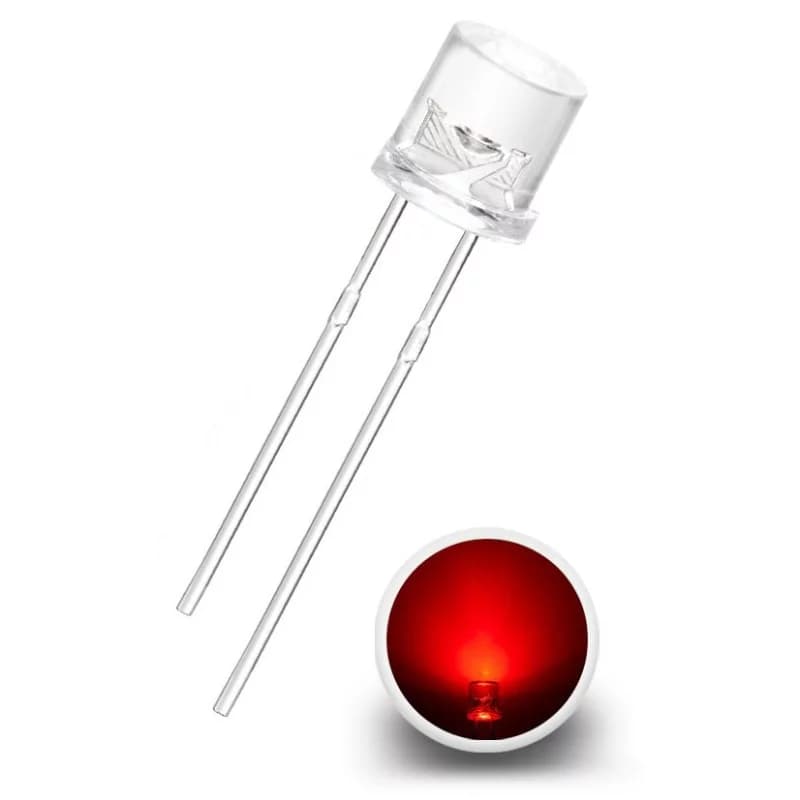 LED Dióda s plochým čelom 5mm číra, Červená