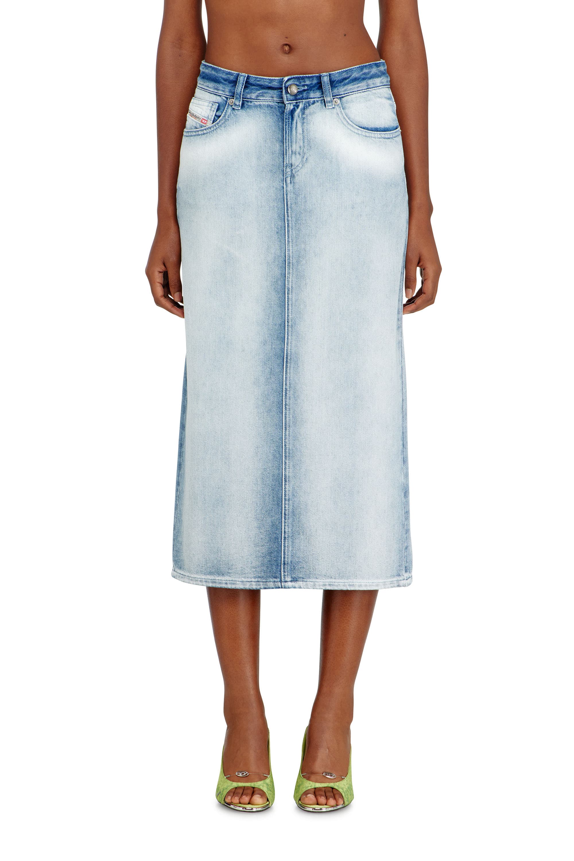 Diesel - Skirt in medium-light skeleton denim - Skirts - Woman - Blue