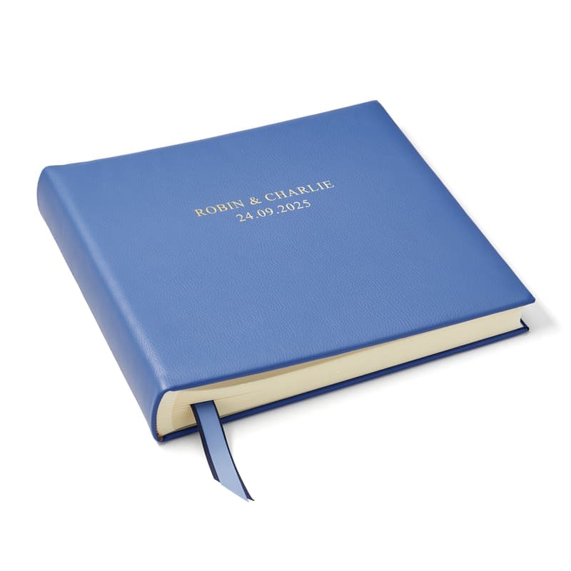 Aspinal of London 14-Zoll-Fotoalbum aus Leder in Capri Blue Pebble