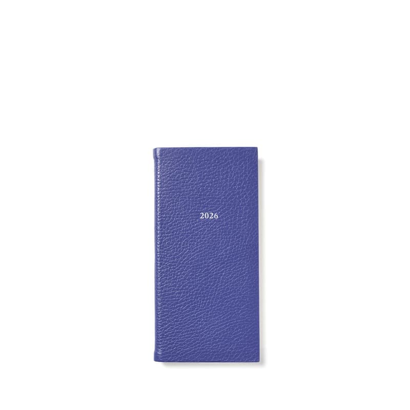 Aspinal of London 2026 Slim Pocket Leather Diary in Cobalt Blue Pebble