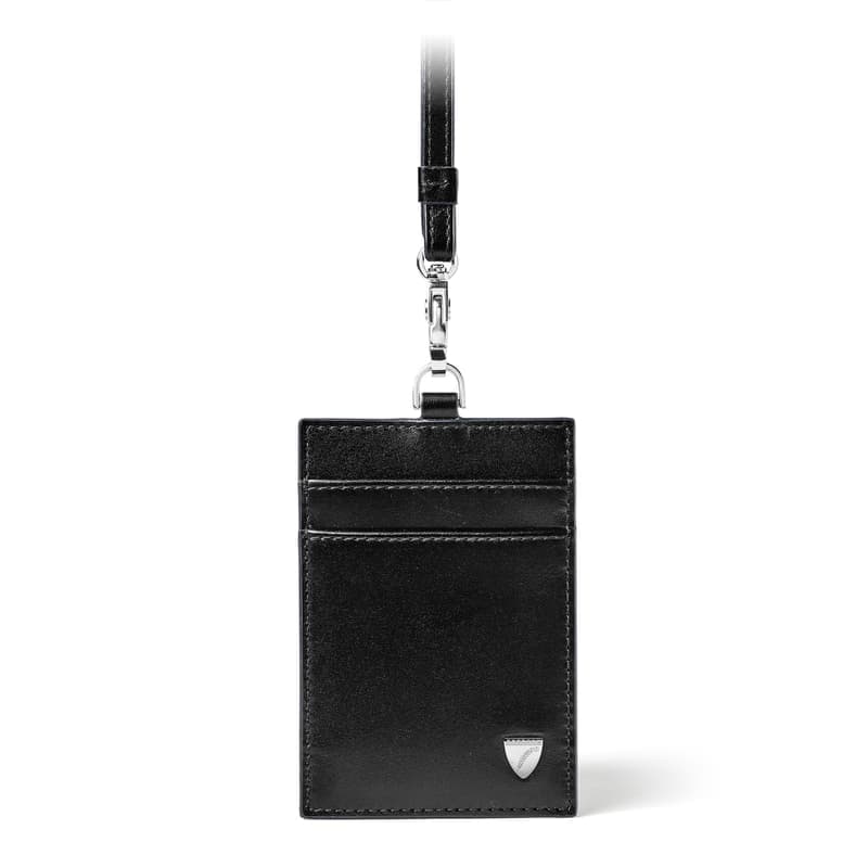 Aspinal of London Lanyard ID & Card Holder in Smooth Black