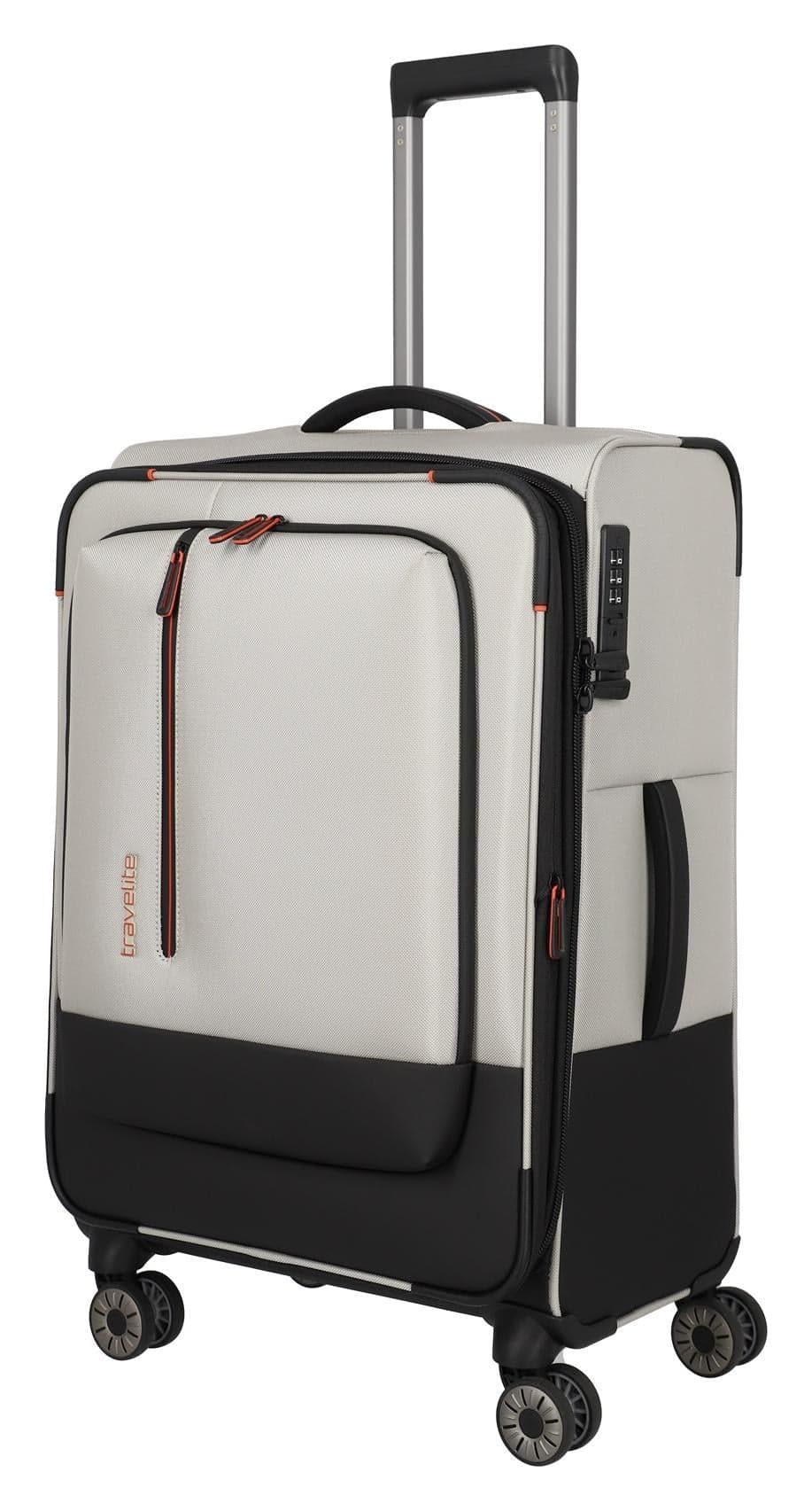 Stredný textilný kufor na kolieskach Travelite Crosslite 5.0 M White Sand