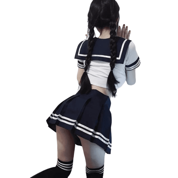 Dámsky kostým školáčky Sexy školáčka Halloweensky kostým Cosplay školáčky tmavo modrá S