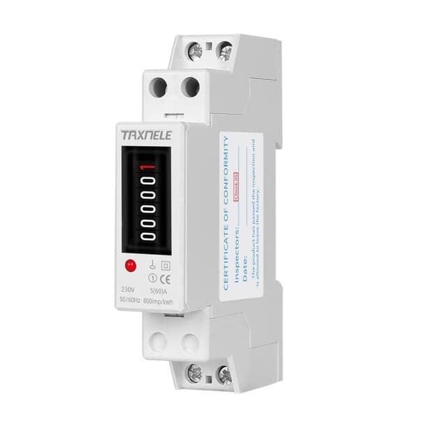 Elektromer 91 x 18 x 65 mm 230 V 5(60) A Jednofázový 1P 2 vodiče DIN 35 mm Analogový displej Pamäť po výpadku Trieda 1