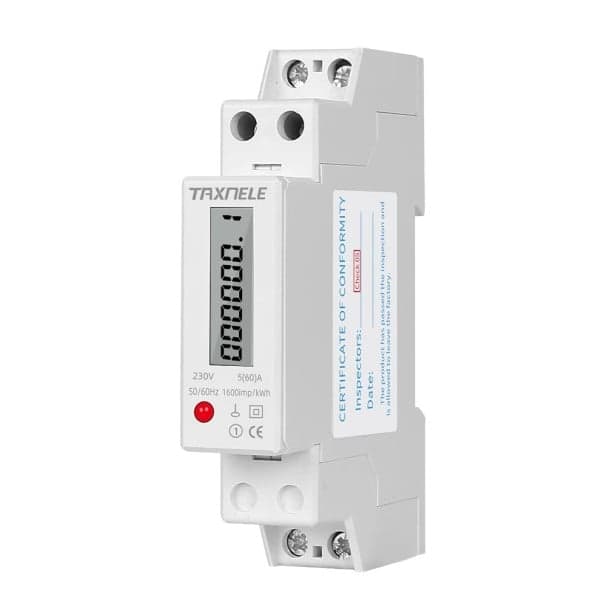 Elektromer 91 x 18 x 65 mm 230 V 5(60) A Jednofázový 1P 2 vodiče DIN 35 mm LCD digitálny displej Pamäť po výpadku Trieda 1