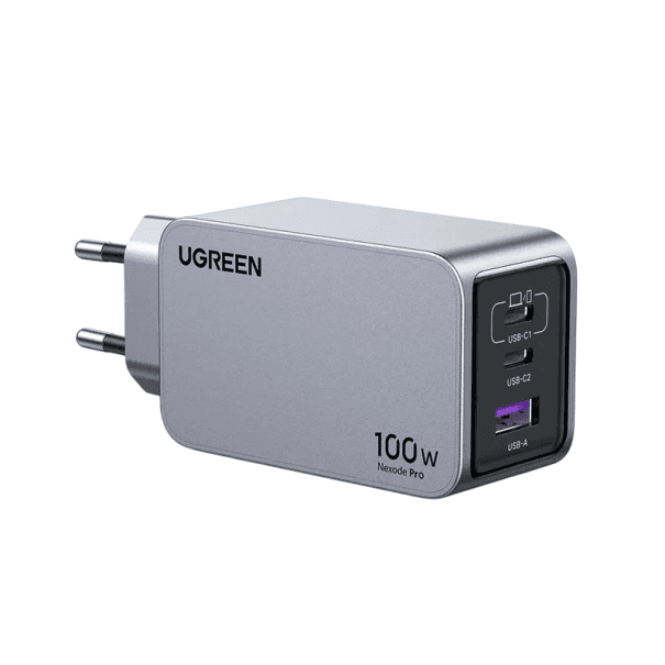 Rýchlonabíjačka 100W s EU zástrčkou 2× USB C a 1× USB A GaN QC 4.0 3.0 PD rýchle nabíjanie nabíjačka 5V 3A pre telefón, tablet, notebook