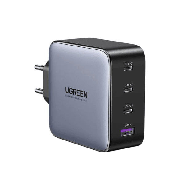 Rýchlonabíjačka 4v1 100W 3× USB C a 1× USB A GaN s EÚ zástrčkou PD USB nabíjačka pre notebooky tablety telefóny viacportová rýchla