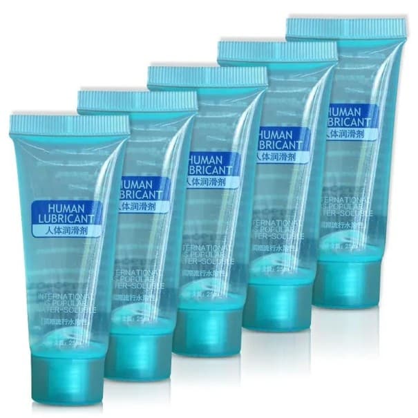 Sada 5x lubrikačný gél na vodnej báze 25 ml pre intímne použitie aj erotické pomôcky, praktické balenie na cesty, diskrétne balenie