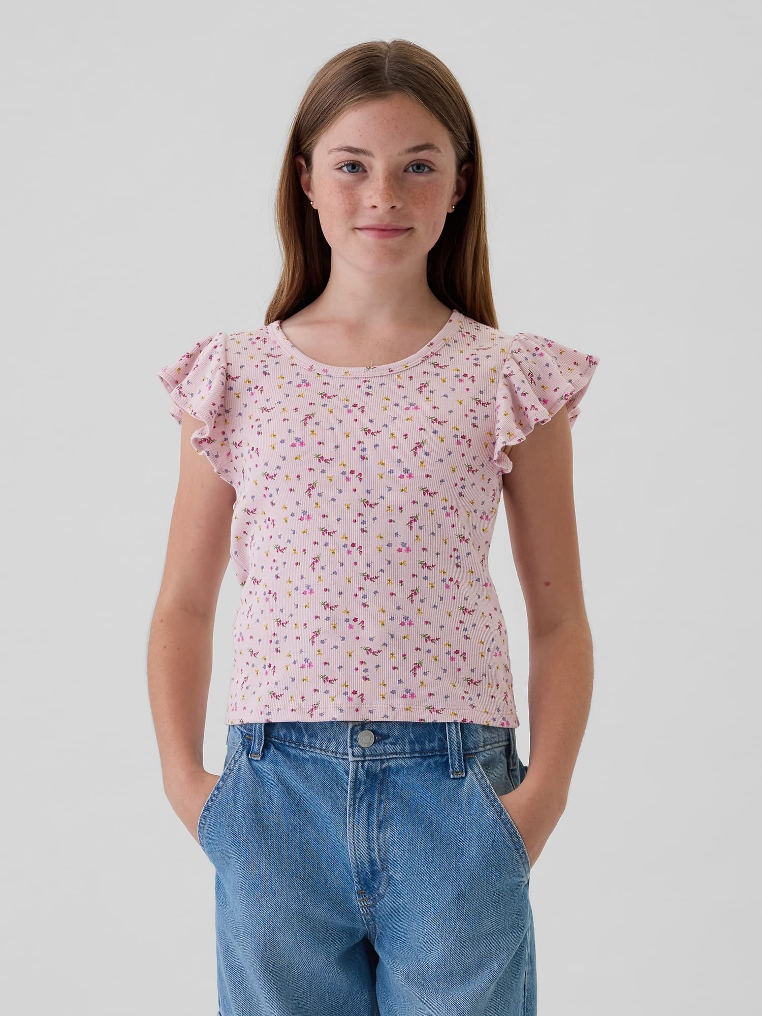 GAP Floral Ribbed T-Shirt - Girls