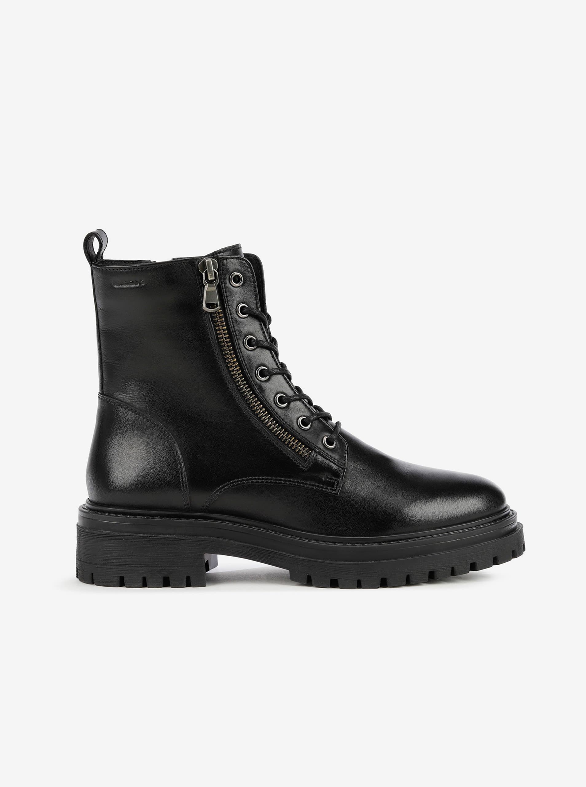 Black Women Ankle Leather Shoes Geox Iridea - Women
