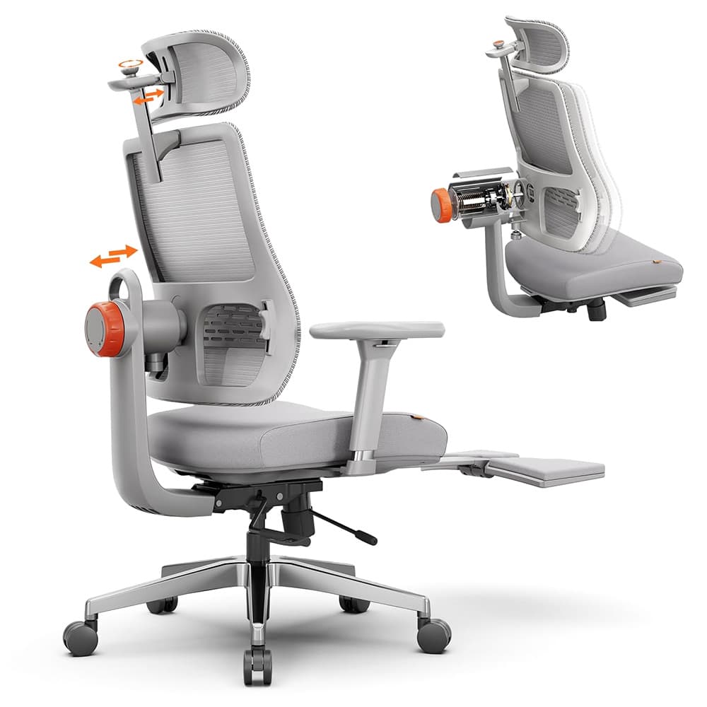 NEWTRAL Ergonomická stolička MagicH-BPro s opierkou nôh sivá