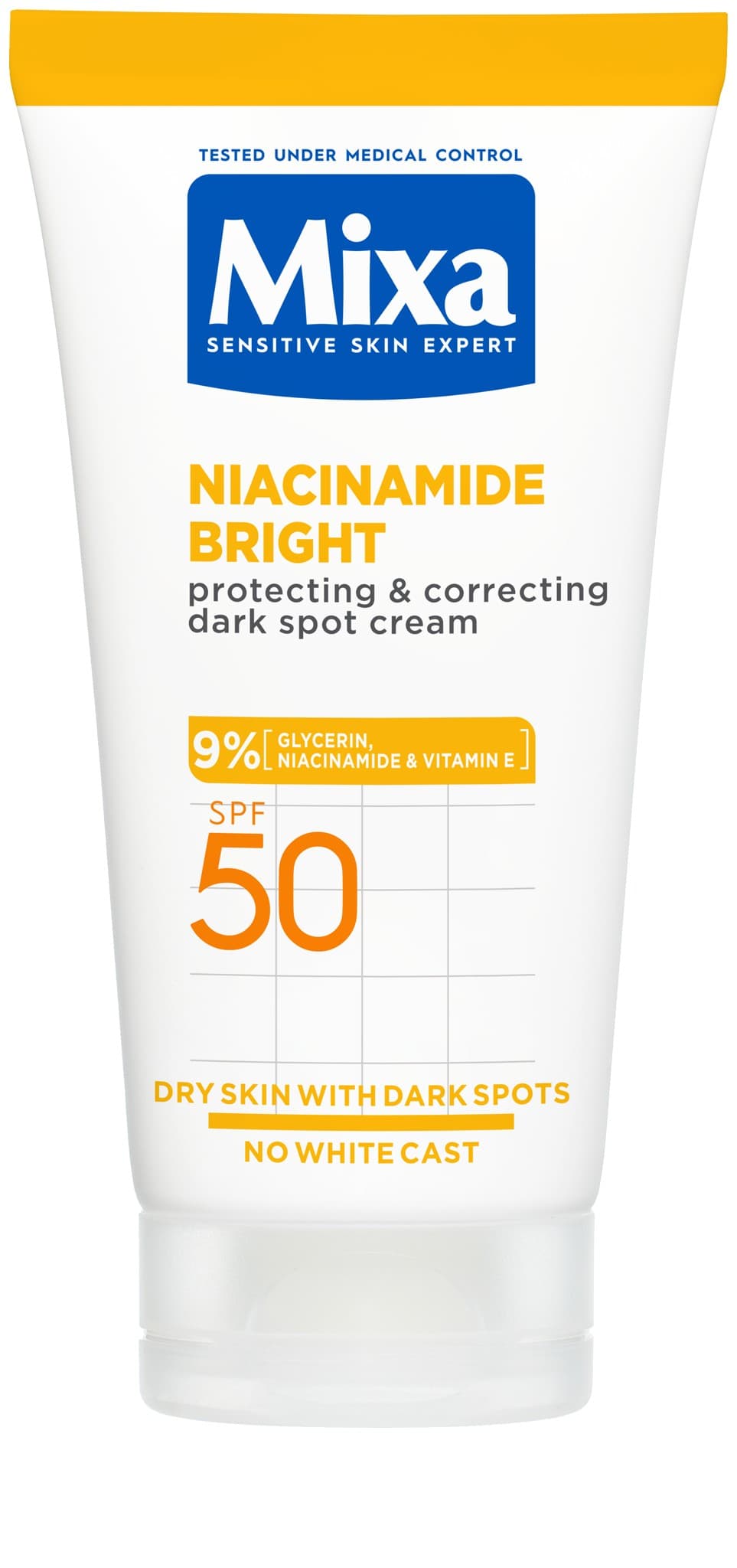 Mixa Ochranný a korekčný krém proti tmavým škvrnám SPF 50 Niacinamide Bright (Protecting & Correcting Dark Spot Cream) 50 ml