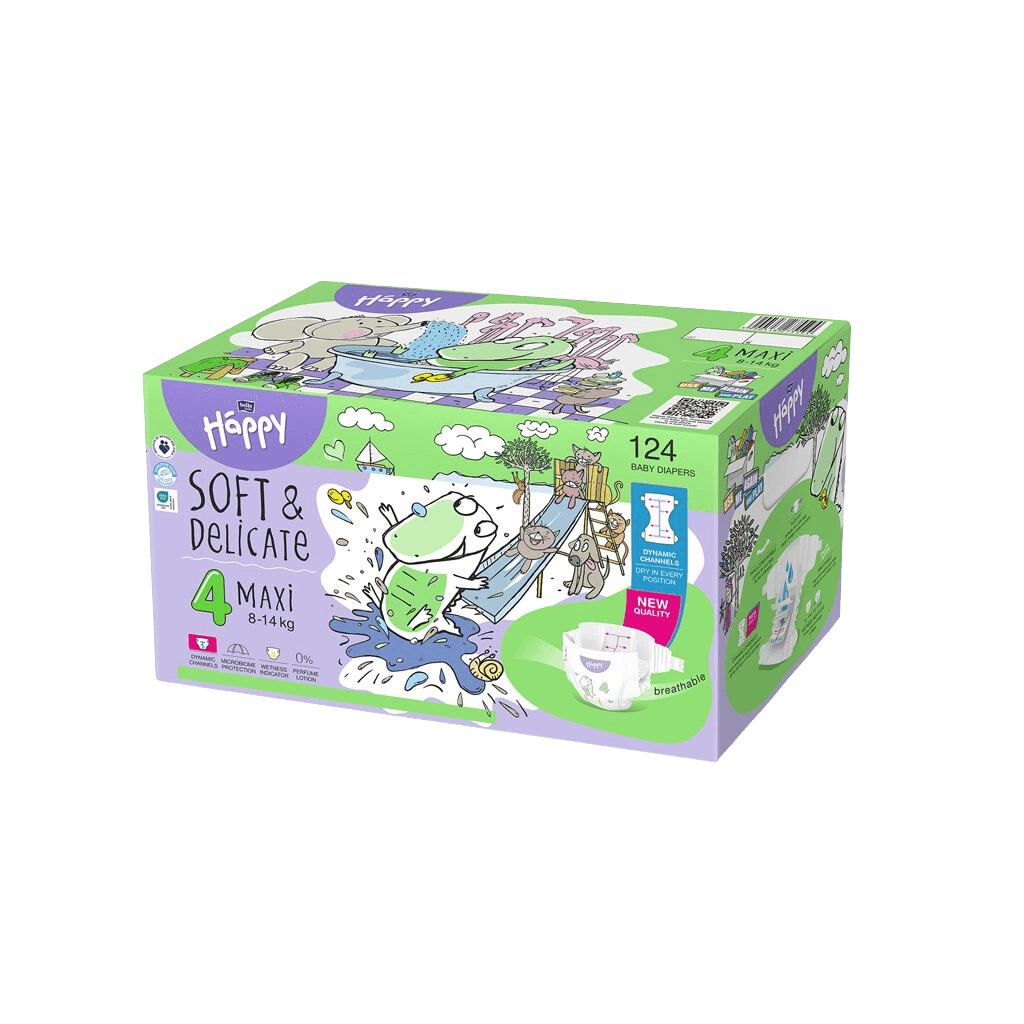 BELLA Happy Soft&Delicate Pleny jednorázové Maxi Box 8-14 kg 124 ks