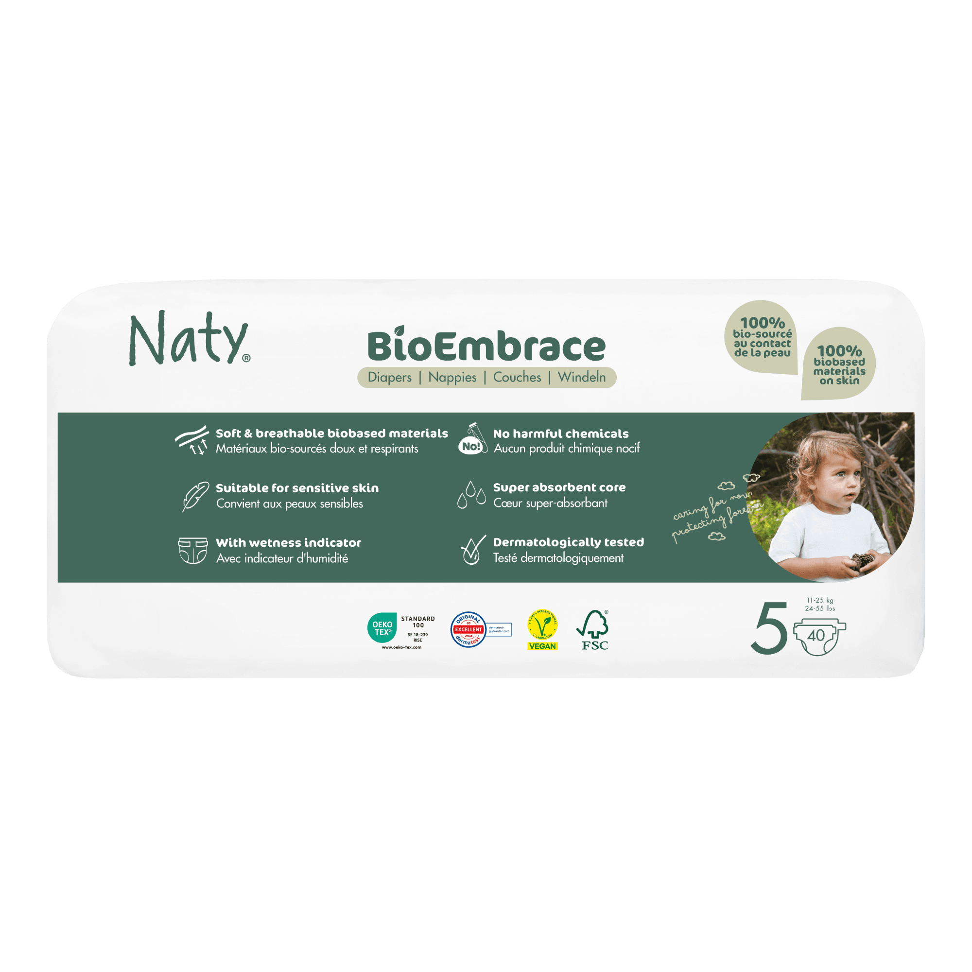 ECO BY NATY Plienky BioEmbrace Junior 11 - 25 kg Economy pack 40 ks