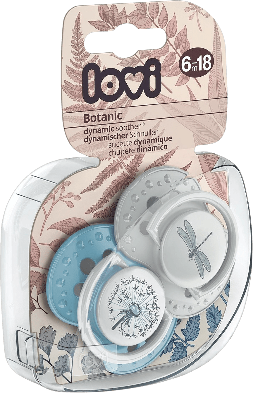 LOVI Cumlík silikónový dynamický Botanic Chlapec 6-18m 2 ks