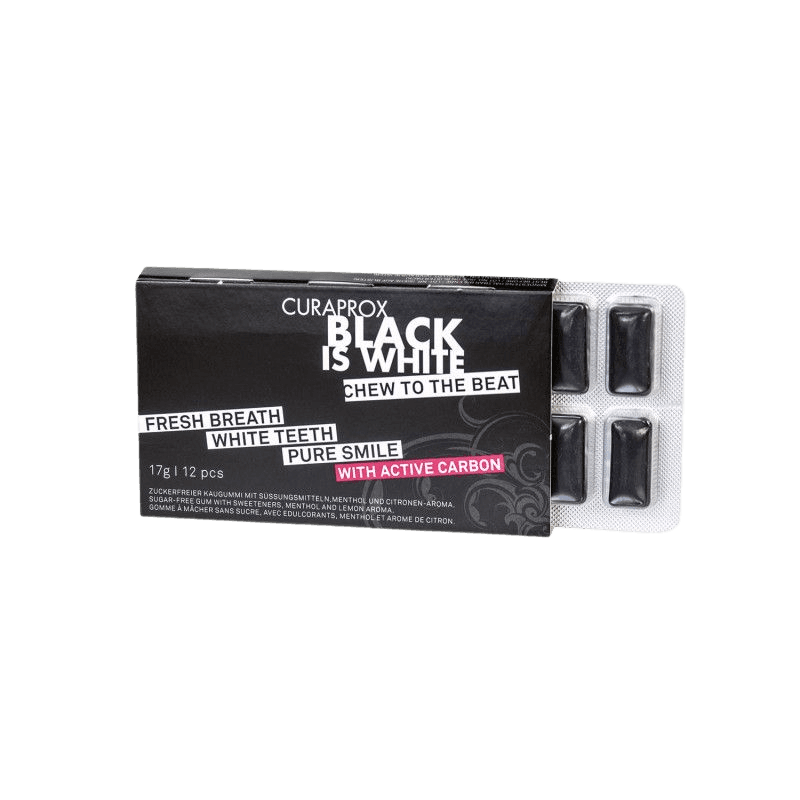 CURAPROX Žuvačky Black Is White 12 ks