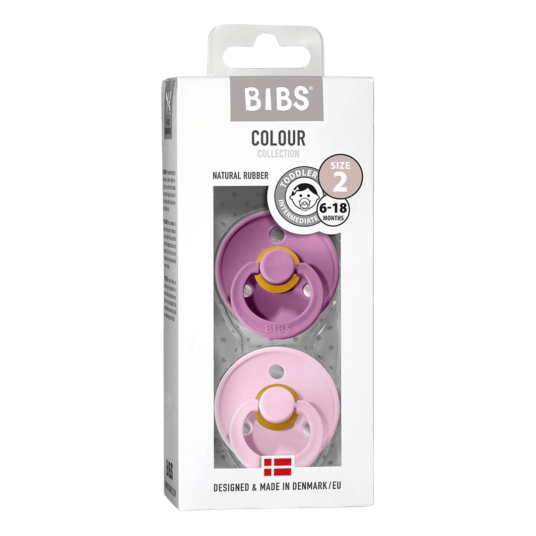 BIBS Colour Cumlíky z prírodného kaučuku, veľkosť 2, Lavender/Baby Pink 2 ks