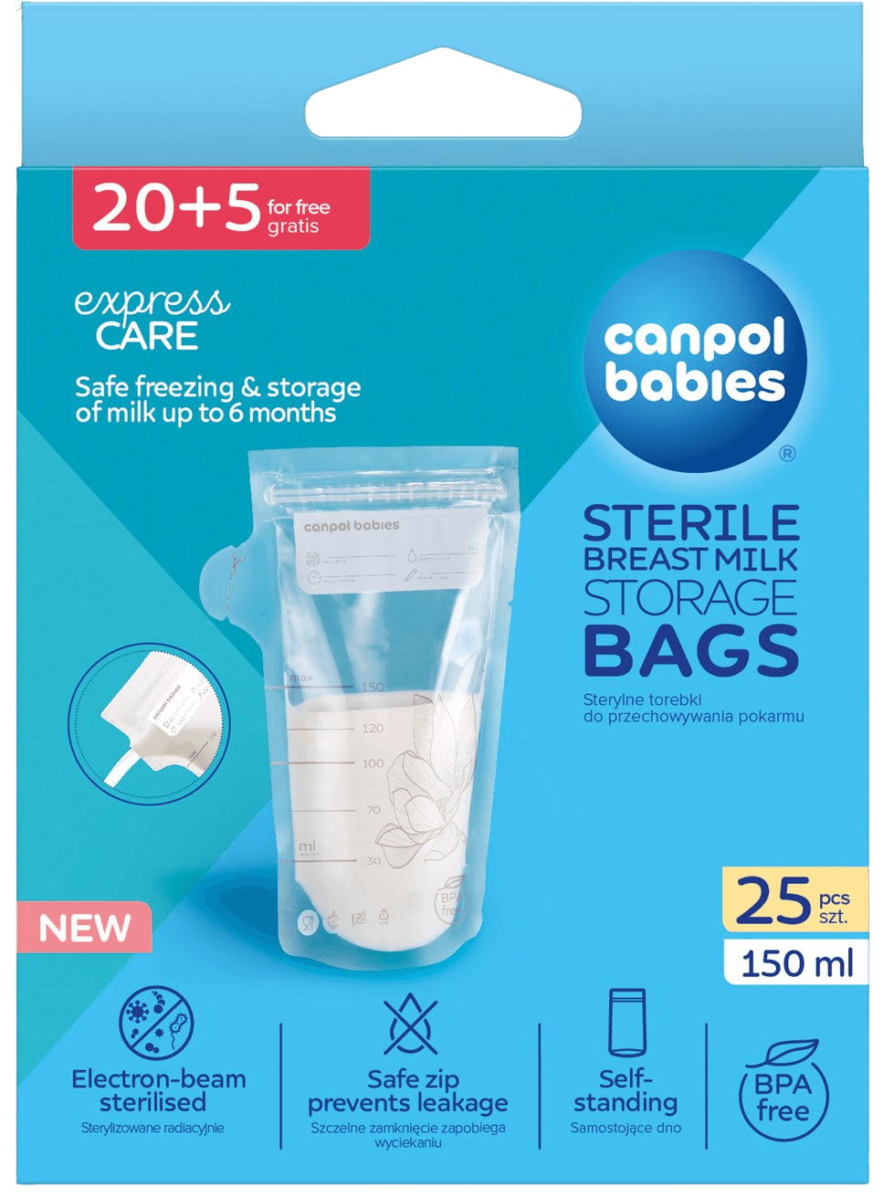 CANPOL BABIES Vrecká na skladovanie mlieka 150 ml 20 ks