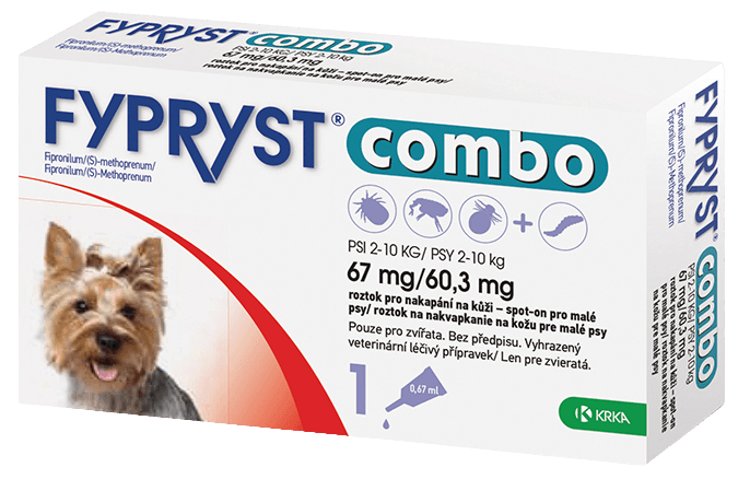 FYPRYST Combo 67 mg/60 3 mg Psy 2-10 kg Roztok na kvapkanie na kožu pre malé psy 1 ks