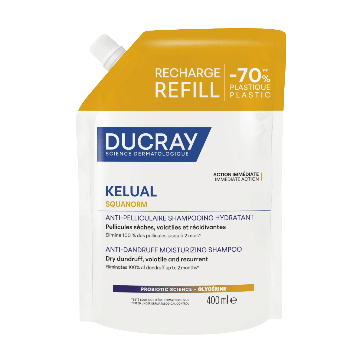 DUCRAY Kelual Squanorm Hydratační šampón proti suchým lupům náplň 400 ml
