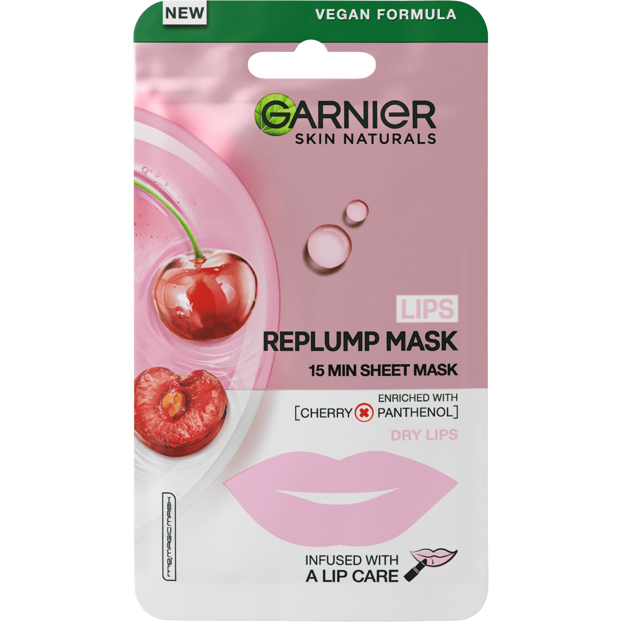 GARNIER Skin Naturals textilná maska na pery s výťažkom z čerešne 5 g