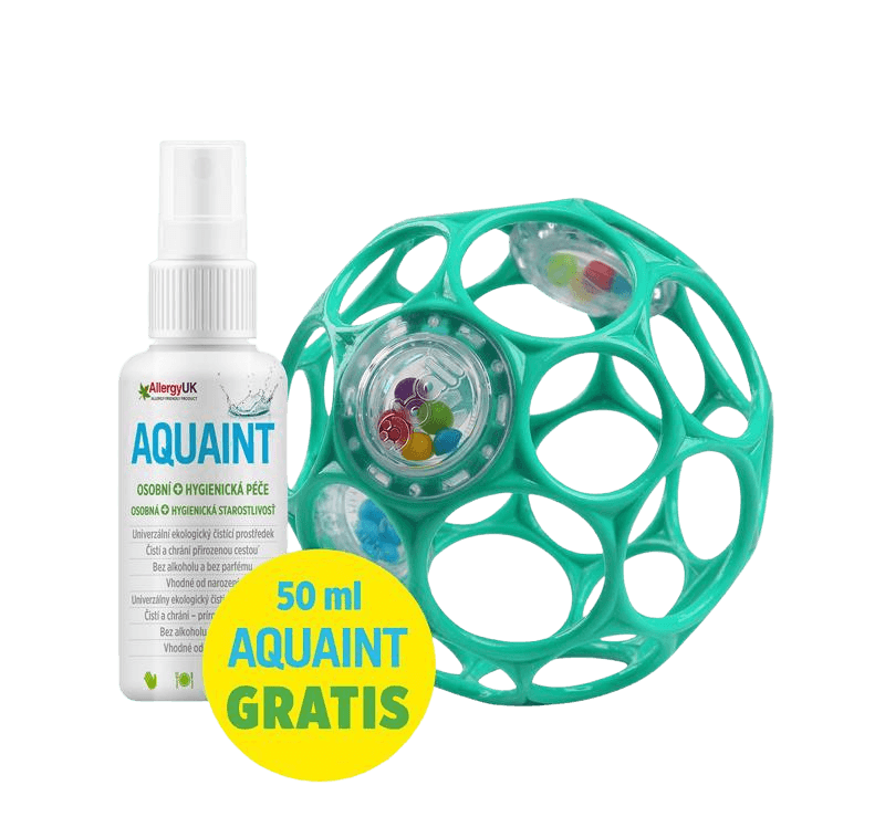 OBALL Hračka RATTLE 10 cm 0m+ dark turquoise + 50 ml Aquaint